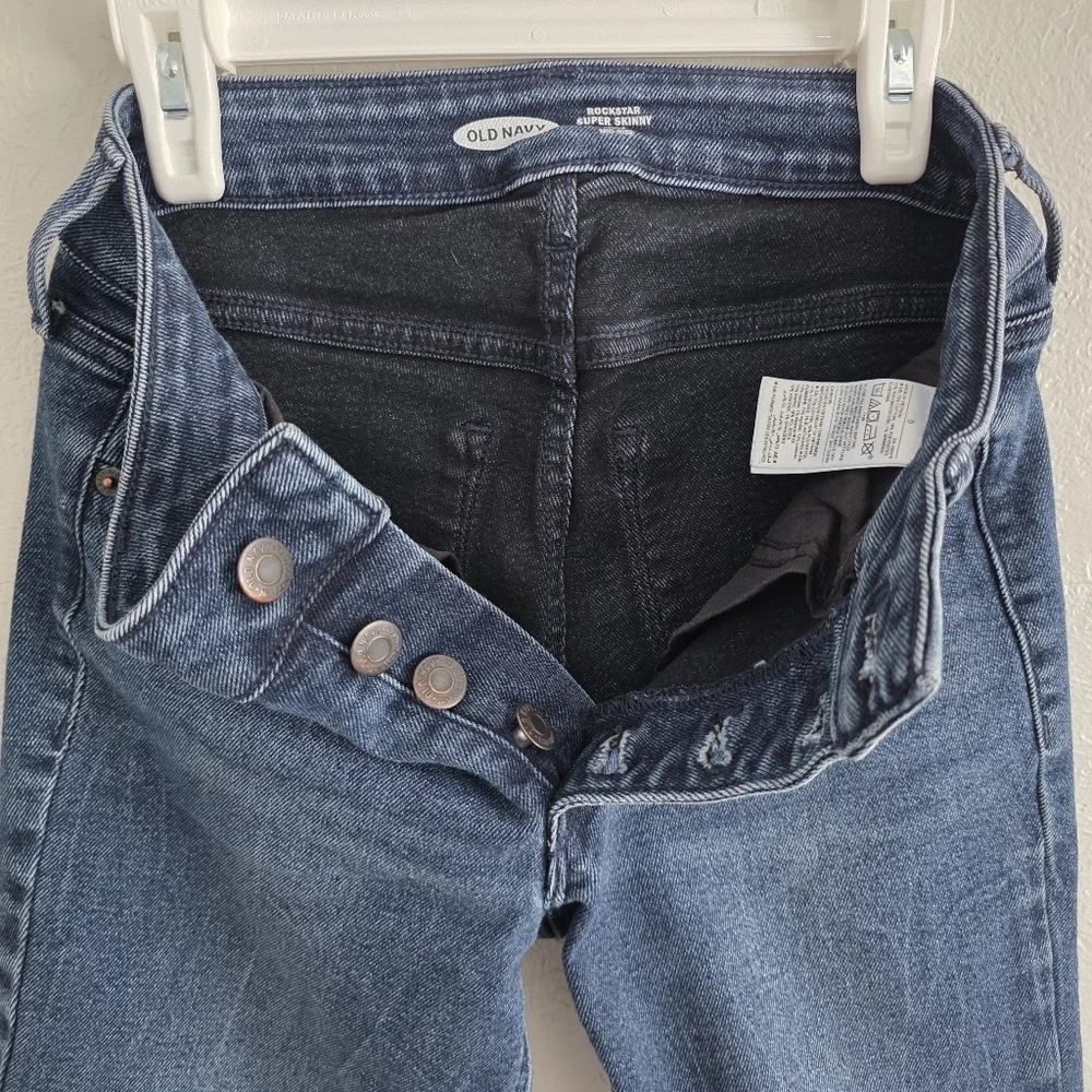 Old Navy Womens Rockstar Super Skinny Ankle Mid-Rise Dark Wash Denim Jeans Sz 0 - Picture 7 of 9